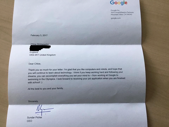 Google CEO'sundan 7 Yaşındaki Kıza Mutluluk Dolu Cevap 5