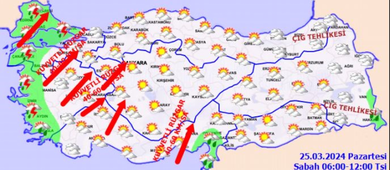 23 il için fırtına ve sağanak uyarısı