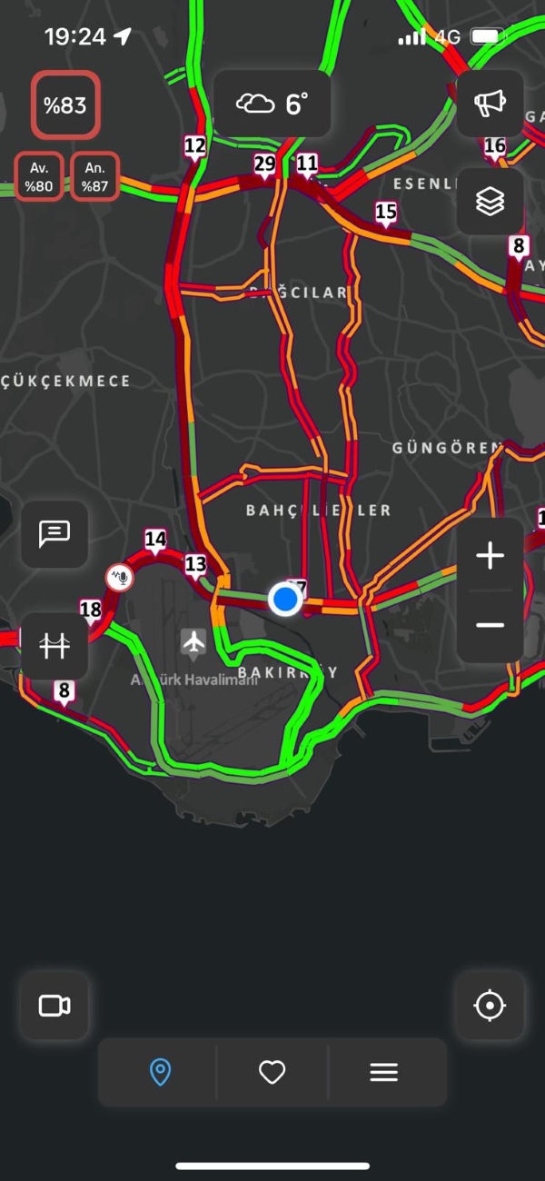 İstanbul’da akşam saatlerinde trafik yoğunluğu yüzde 83’e ulaştı