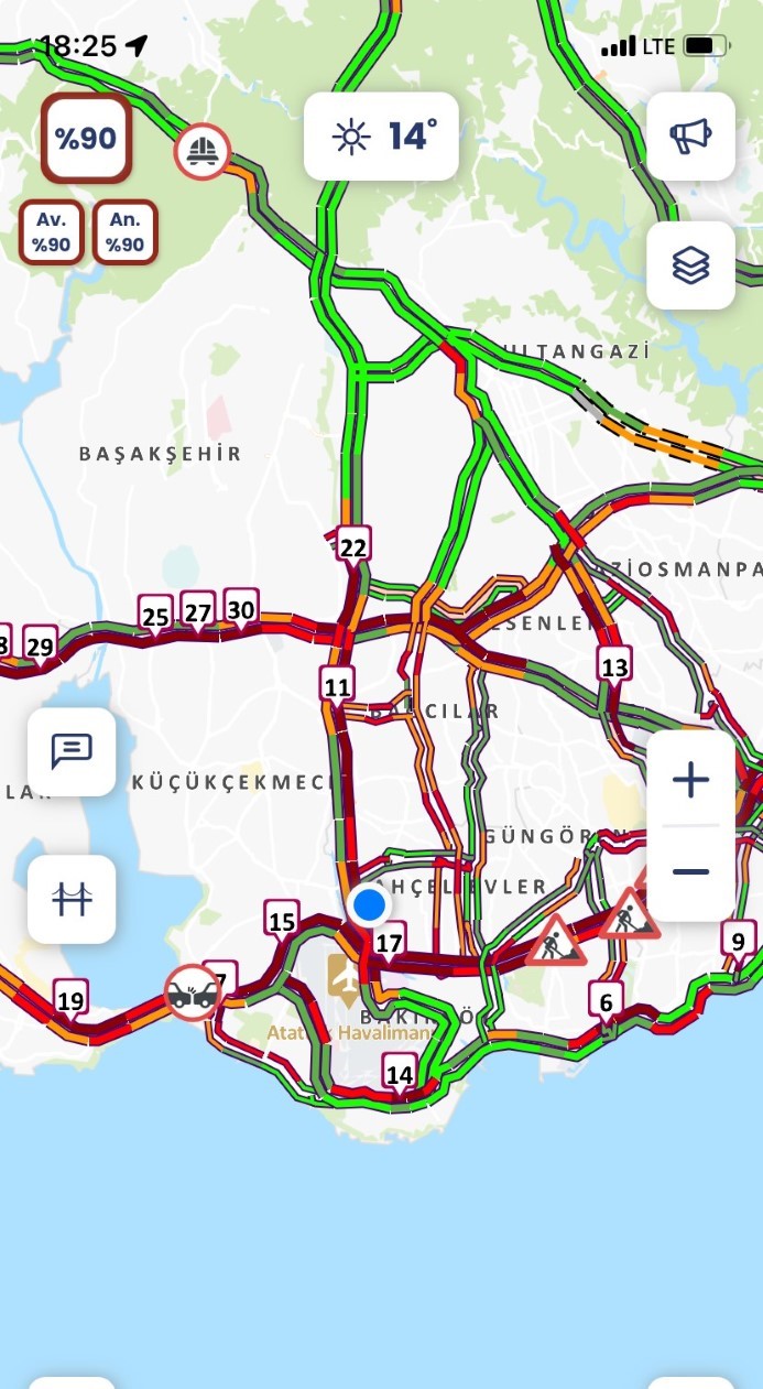 İstanbul’da haftanın son gününde trafik yüzde 90’a ulaştı