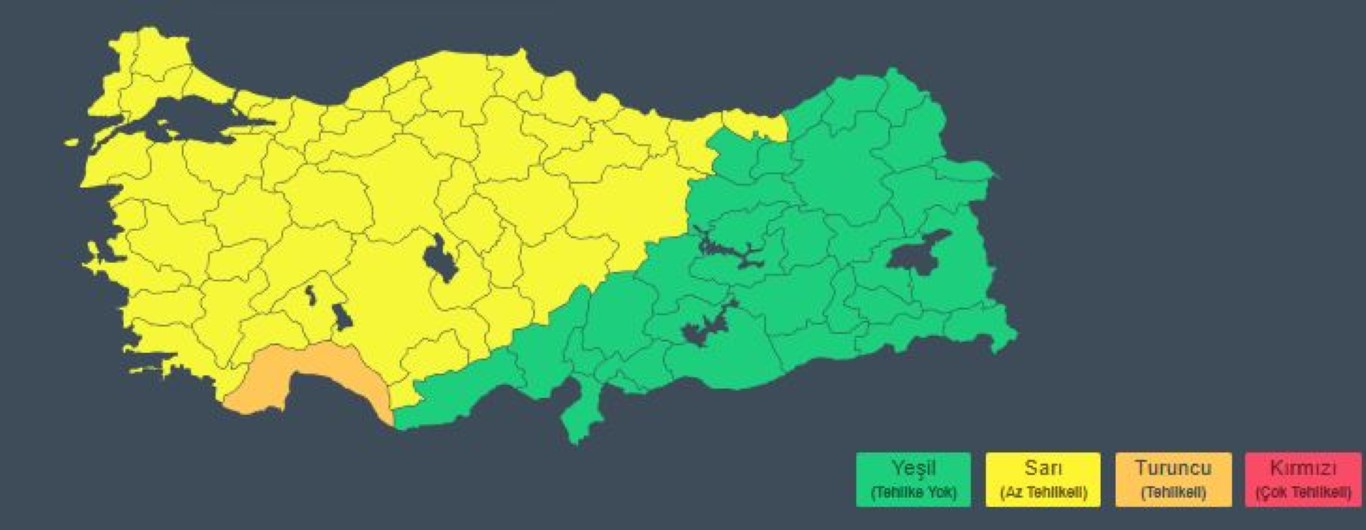 Meteoroloji'den 49 il için sarı kodlu tehlike uyarısı