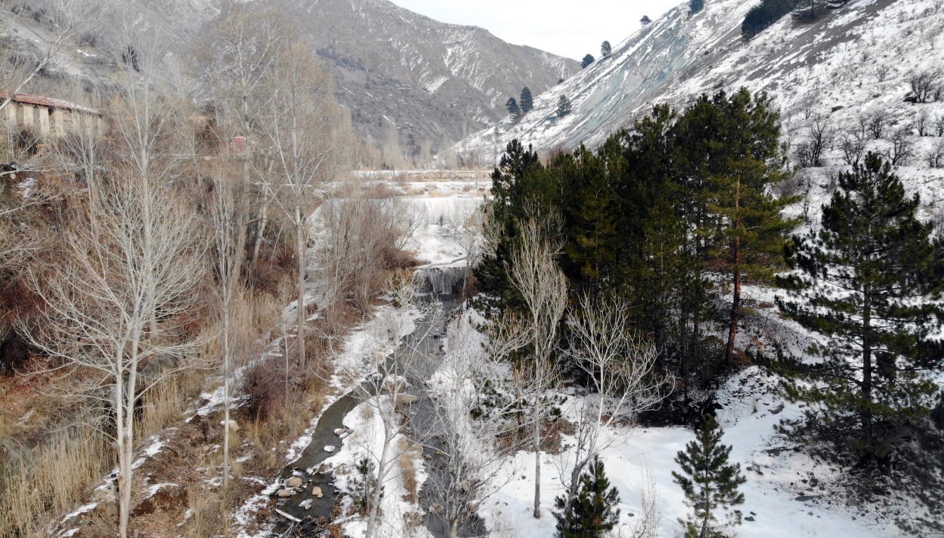 Erzincan’da dereler buz tuttu