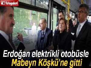 Cumhurbaşkanı Erdoğan elektrikli otobüsle Mabeyn Köşkü'ne gitti