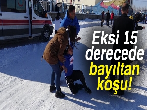 Kars’ta eksi 15 derecede bayıltan koşu