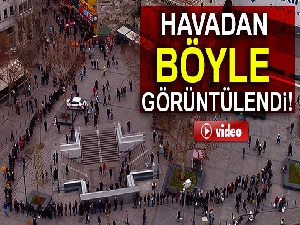 61 milyonluk kuyruk havadan görüntülendi