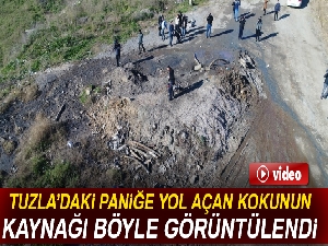 Tuzla'da kaçak kimyasal madde dökülen alan havadan görüntülendi