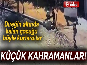 Küçük kahramanların arkadaşlarını kurtarma anı güvenlik kamerasında