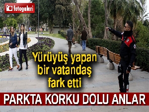 Parkta korku dolu anlar! Yürüyüş yapan bir vatandaş fark etti
