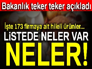 Bakanlık 173 hileli ürünü açıkladı! (Hangi Gıda Ürünleri Hileli? Bakanlığın açıkladığı Hileli Ürünler LİSTESİ...)