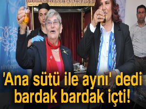 Canan Karatay su içer gibi zeytinyağı içti