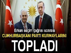 Cumhurbaşkanı ile Başbakan parti kurmaylarıyla bir araya geldi