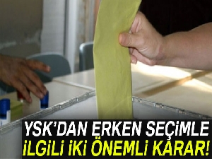 YSK’dan erken seçimle ilgili 2 önemli karar