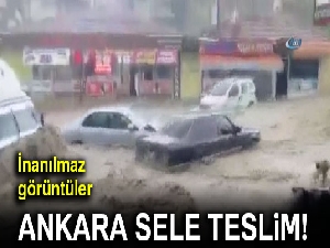 Ankara'da sel arabaları sürükledi