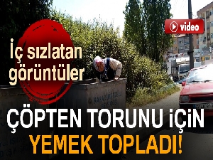 Çöpten torunu için dolmalık biber topladı