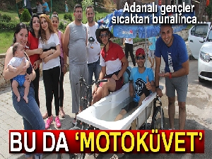 Adanalı gençler serinlemek için 'motoküvet' yaptı