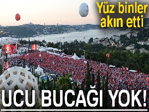 15 Temmuz Şehitler Köprüsü'ndeki insan yoğunluğu havadan görüntülendi