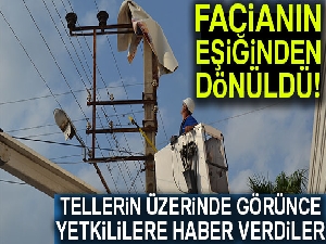 Evin balkonundan uçan halı elektrik tellerinin üzerine düştü