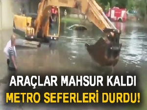 İstanbul'da yoğun yağış! Metro seferleri durdu, araçlar suya gömüldü