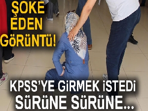 Düşünce sınav merkezine sürünerek girdi