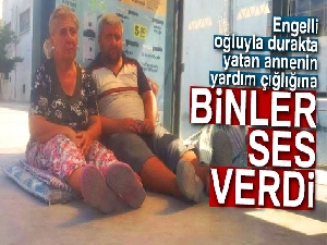 Engelli oğluyla durakta yatan annenin yardım çığlığına binler ses verdi