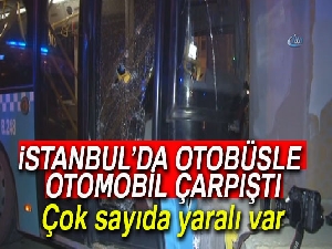 Mecidiyeköy'de özel halk otobüsü ile otomobil çarpıştı