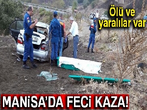 Manisa'da otomobil yoldan çıkarak devrildi: 1 ölü, 3 yaralı