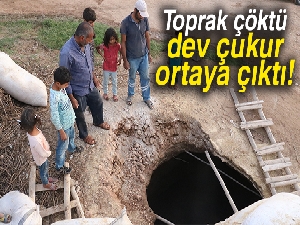 Köyün ortasında toprak çöktü, dev çukur oluştu