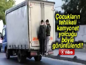 Çocukların tehlikeli kamyonet yolcuğu kamerada