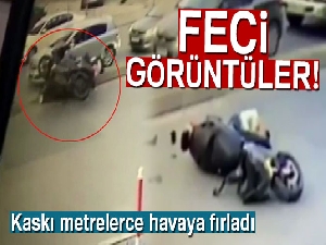 Motosikletlerin karıştığı feci kaza kamerada