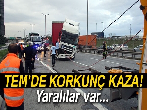 TEM otoyolunda tır ile yolcu otobüsü çarpıştı: 1 ağır 15 yaralı