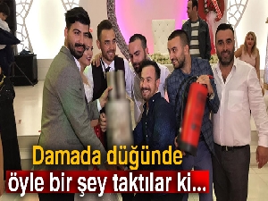 Damada düğününde egzoz ve yangın tüpü taktılar
