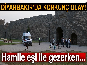 Hamile eşi ile gezerken surlardan düştü