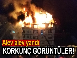 Samsun'da bir binanın 7. katı ve çatısı alev alev yandı