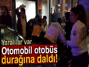 Kontrolden çıkan otomobil otobüs durağına daldı: 3 yaralı