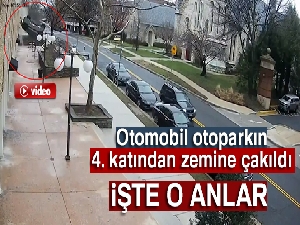Otomobil otoparkın 4. katından zemine çakıldı