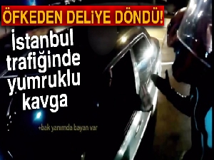 İstanbul'da trafikte yumruklu kavga kamerada