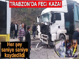 Trabzon'da belediye otobüsüne tır çarptı: 9 yaralı