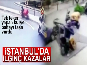 İstanbul'da ilginç trafik kazaları kamerada