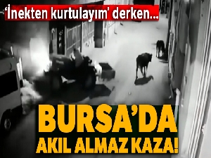Bursa'da akıl almaz kaza kameraya yansıdı