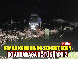 Irmak kenarında sohbet ederlerken suyun ortasında mahsur kaldılar