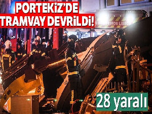 Portekiz'de tramvay devrildi: 28 yaralı