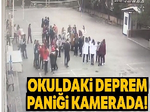 Öğrencilerin deprem paniği kamerada