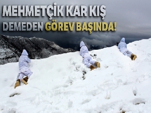 Mehmetçik kar kış demeden görev başında