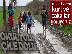 Öğrencilerin çamurlu okul yolculuğu