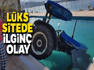 Yüzme havuzuna bu defa traktör daldı
