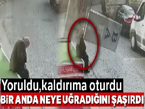 Fatih'te yaşlı adamın üzerine reklam tabelası düştü