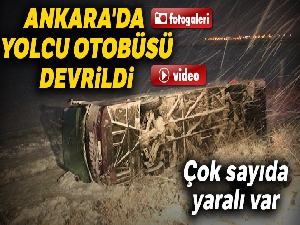 Ankara'da yolcu otobüsü devrildi: Çok sayıda yaralı var