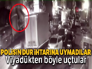 Polisten kaçan şüpheliler viyadükten böyle uçtu