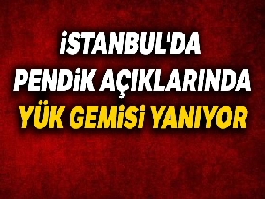Pendik açıklarında gemi yangını!
