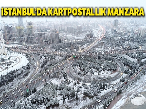 İstanbul'u kaplayan beyaz örtü havadan görüntülendi!